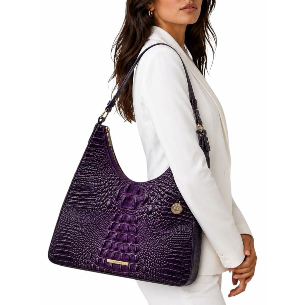 Brahmin Tabitha Melbourne Leather Shoulder Bag Ultraviolet